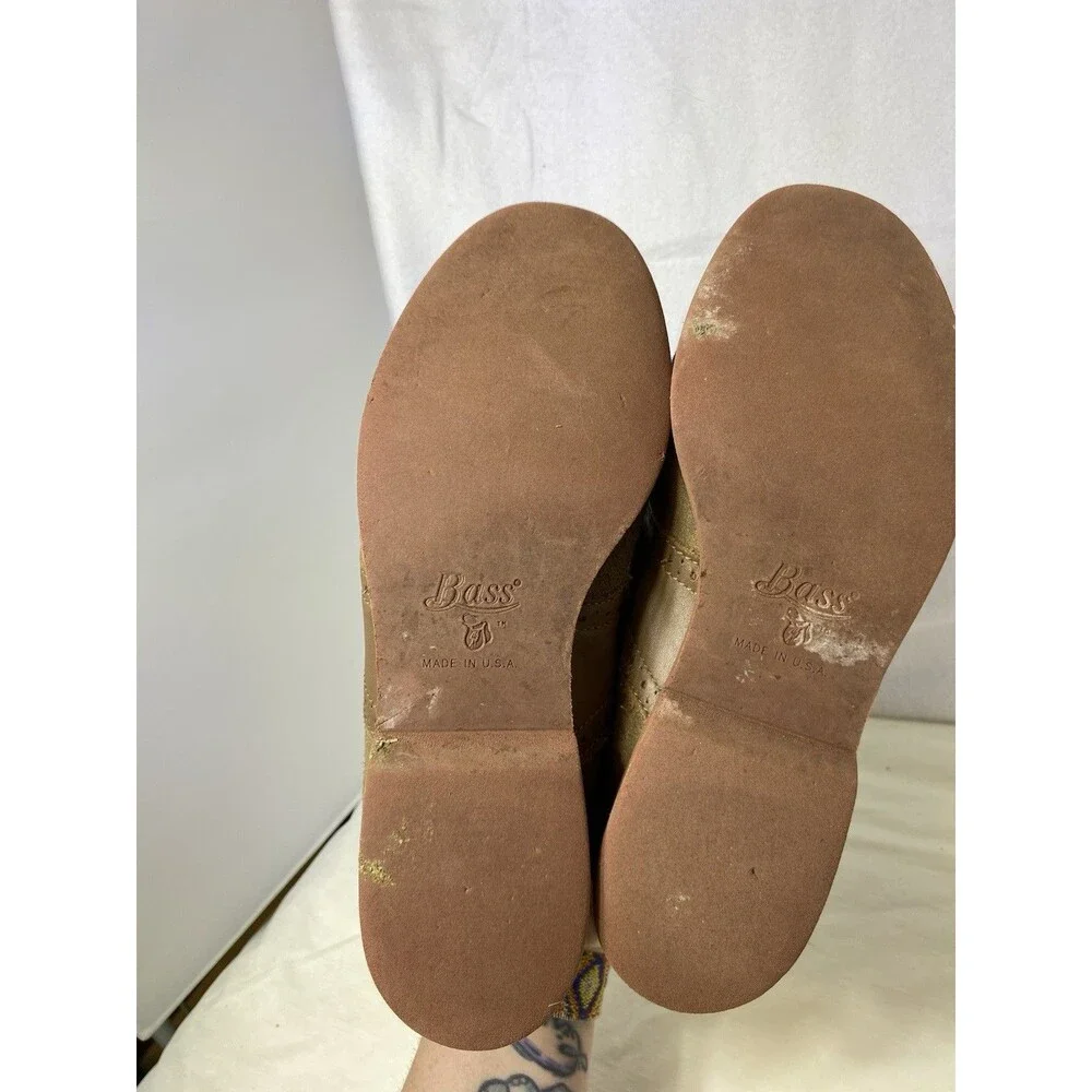 GH Bass Mens Saddle Oxford Size 8 Tan Camel Suede Leather Gum Sole Casual Shoe